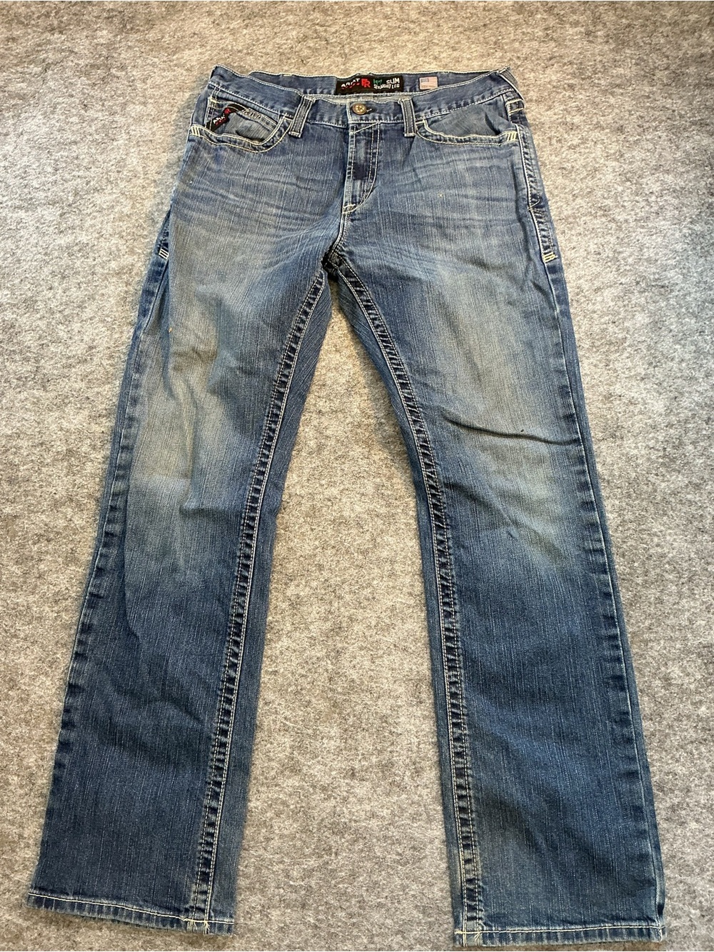 Ariat Men's M7 Slim Straight Blue Denim Jeans - Classic Straight Fit Size 34X34